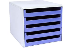 METZGER + MENDLE Metzger & Mendle 30050956BE hellgraue Schubladenbox mit 5 Schüben in azzurra (blau), Recycling, Blauer Engel zertifiziert