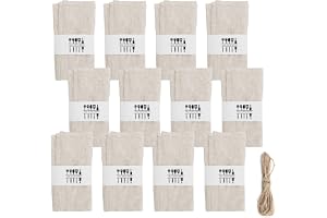 RANJIMA Linneservetter 40x40 cm, beige | 12 stycken återanvändbara servetter i 100% naturligt linne, tvättbara, perfekt för f