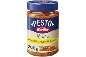 Barilla Sugo Pesto Rustico Mediterraneo, con Zucchine, Peperoni e Pomodori, Senza Glutine – 200 g