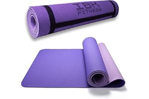 IBK FITNESS - Tappetino da Yoga, Tappetino da Yoga Imbottito e Antiscivolo Fitness Pilates e Ginnastica con Cinturino di TPE,180 x 60 cm