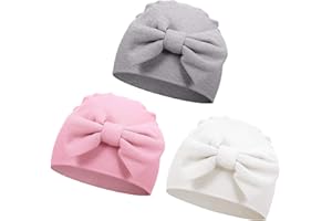 VUCDXOP 3 Pezzi Cappello Neonato in Cotone Bambino Beanie Cappellino Unisex Neonato Berretto di Cotone Cappello Ragazzo Ragazza Copricapo Calotta Beanie per 0-6 Mesi Bambina Bambine