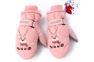 QUNKUN Guantes de esquí para niños,Guantes de esquí para niños,El patrón de los guantes de esquí de alche, resistentes al viento, cálidos guantes de invierno, guantes de esquí para niños y niñas, esquí, snowboard, ciclismo