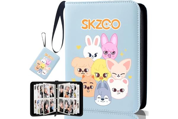 Stray Fotokortsbindare, SKZ Skzoo Söt Tecknad Fotokortsinnehavare, Stray Samlarkortsalbum 400 Fack, Present till Kpop Merch för STAY
