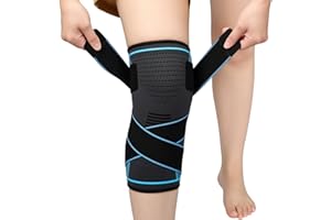 HOTUT Sportowy orteza na kolano, więzadło na kolano, regulowany, elastyczny orteza na kolano, sportowa kompresyjna opaska na kolano, dla mężczyzn i kobiet, na ból kolana, do biegania, łąkotka, choroba