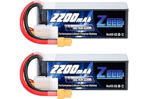 Zeee 4S Lipo Batería, RC Batería 14.8V 2200mAh 120C con Conector XT60 para UAV Drones FPV Road Bike Quadcopters Avión Helicóptero RC Barco Coche RC (2 Paquetes)