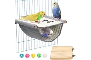 SURUIKEI Vogel Hängematte Etagenbett, Vogelnest Höhlen Schlafplätze Vogelkäfig Zubehör Vogel Spielzeug Inkl. Vogelsitzbrett und 5 Rattan Ball für Wellensittich Nymphensittich Finken Hamster Rennmaus (Grau)