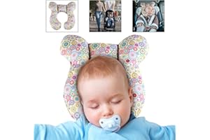 gudong Bébé Voyage Oreiller Poussette Siège De Voiture Doux Tête Et Cou Soutien Oreiller Bébé Voyage Cou Oreiller pour Les Nourrissons 0-1 Ans (Fleurs)