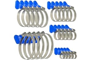 HKQBXO Set di 25 Fascette Metalliche Stringitubo Inox in Acciaio Inossidabile, Fascetta Metallica, Regolabili da 10 a 70 mm, per Tubi Dell'acqua, Del Gas e per Piscine