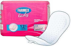 Farmex Lady - Compresas "Odor Control" para Incontinencia Ligera, Absorbencia NORMAL - Sin Látex, Transpirable e Hipoalergénico - Delicado y Seco en la Piel - 12 piezas