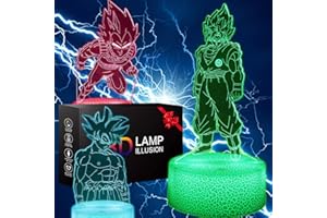 THCOHEE Lampada da notte 3D Goku&Vegeta 3 in 1, illusione LED, telecomando 16 colori, cambio lampada illusione LED e lampada Art Deco, per camera ragazzo ragazza decorare regalo di compleanno Natale.