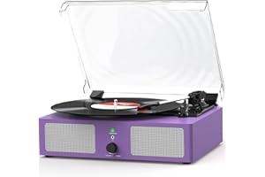 Udreamer Giradischi con altoparlanti integrati e trasmissione a cinghia Bluetooth, fonografo vintage a 3 velocità per ascolto musicale e decorazione domestica viola