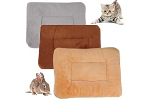 BundleMall 3 Stück Kleintier-Plüschbett, warme flauschige Welpendecke, Fleece-Schlafmatte, Meerschweinchen, Hamster, Kaninchen, Bettmatte für Kätzchen, Hasen, Chinchilla (groß: 48,3 x 30,5 cm, U)