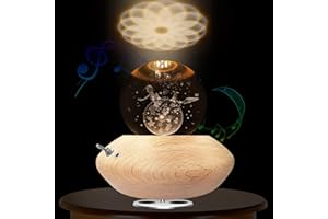 HILEYOLLA Carillon con Sfera di Cristallo, Carillon Rotazione a 360° Base in Legno/Luce ​Notturna/Natale, Compleanno,San Valentino, Ringraziamento e Altri Regali per Le Feste