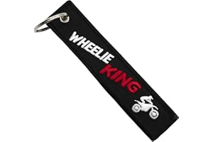 LLAVEROSMOTOR.ES Motorcykel Nyckelring - Biker Present Tyg Wheelie King, Original Biker Gåvor