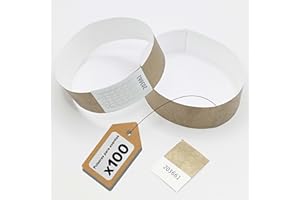 Europaband Lote de 100 pulseras tyvek – para identificación en eventos y fiestas – resistentes a las roturas e impermeables (oro)