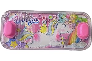 MIBANDERA Mini giochi d'acqua. Giochi d'acqua ad anelli per ragazze e ragazzi. Gioco di abilità di viaggio. Aguaplay. Acqua Geme. Aqua Play. (unicorno 2 bottoni rosa)