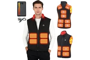 HABOWN 14 Zones de Veste Chauffante Homme Femme avec 27000mAh Batterie,3 Températures Réglables Gilet Chauffant, Doudoune Sans Manches pour Vélo, Homme, Pour la Randonnée, Le Ski, La Pêche, Le Camping