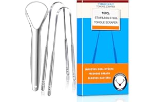 ATETEO Tongue Scraper, 3 Pack 100% (Medical Grade) Professional Stainless Steel Tounge Scrappers，Tongue Cleaner Great for Banishes Bad Breath and Maintains Oral Care, Silver