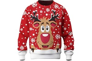 Sanaryun Weihnachtspullover Damen Herren Lustig Schneeflocken Rentier Winter Pullover Warm Weihnachtspullis Strickpullover Rundhals Ugly Christmas Sweater Personalisiert Unisex