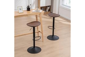 Kidol & Shellder Sgabello da Bar in Legno Massiccio Sedia da Banco in Metallo Rotazione a 360° Altezza Regolabile Cucina da Banco Noce Set di 2…