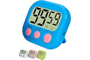 Eastrise Digital Kitchen Timer with Magnetic Stand & 6 Color Options - 3 Modes (Count Up/Down/Clock), Loud Alarm, Portable Design for Cooking, Exercise, Study (AAA Battery Powered)-Blue