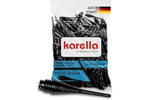 Karella Lot de 1000 Pointes de fléchettes Professionnelles de qualité supérieure, fabriquées en Allemagne, Filetage épais ¼ BSF (6,3 mm) pour fléchettes Souples, Pointes en Plastique pour fléchettes