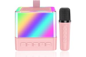 MICQUTR Karaoke Machine with 1 Microphone, Wireless Mic Kids Toys for Boy Girl, Portable Bluetooth Speaker with Voice Changing Effects & LED Lights, Best Gifts for Toddler Kid Adult