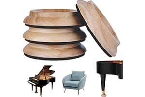 SPORGO 4 Stück Klavieruntersetzer: Holz Möbeluntersetzer, Rund Ø 10cm Klavier Tassen Untersetzer, Gummibaumholz Rutschfest Untersetzer, für Klavier, Möbeln, Sofas