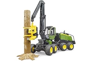 bruder 02135 - John Deere 1270G Harvester mit 1 Baumstamm - 1:16 Fahrzeug, Bauernhof, Landwirtschaft, Forstwirtschaft, Waldarbeit, Traktor, Trecker, Schlepper, Bulldog, Holztransporter, Spielzeug