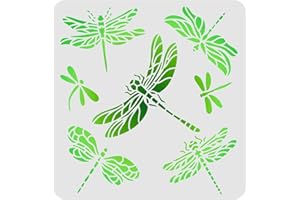 FINGERINSPIRE Stencil a forma di libellula, 30 x 30 cm, in plastica, motivo: libellule, per disegno, pittura, stencil quadrati riutilizzabili per dipingere su legno, pavimenti, pareti e piastrelle