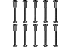 PATIKIL 20 kit Tornillo de Conexión, M6*45mm Postes de Tornillo de Unión Hexagonal Tornillos Chicago de Encuadernación Acero al Carbono Manguito para Muebles Cinturón Armario, Negro