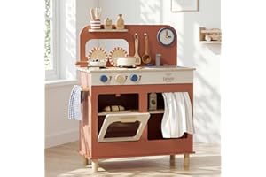 Lehoo Castle Cucina Giocattolo per Bambini, Cucina Legno per Bambini con Fornello, Cucina Bambina con Pentole e Padelle, Giochi di Ruolo per 3+ Anni