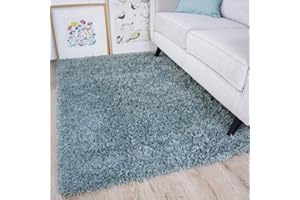 The Rug House Soft Non Shed Thick Plain Easy Clean Shaggy Rugs Ontario - 16 Colours and 8 (Duckegg Blue 80x150cm)