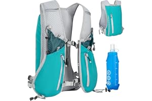 Expansea 7L Laufweste für Damen und Herren, Laufrucksack mit 500ml Trinkflasche, Multifunktionale Ultraleichte Reflektierende Running Vest für Laufen, Radfahren, Trails, Marathons, Camping