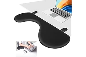 Giecy Bandeja extensora de escritorio, apoyabrazos plegable, codo, reposamuñecas, abrazadera de soporte, bandeja para teclado de computadora, extensión de mesa para trabajar, estudiar y jugar (negro)