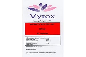 Antarctic Krill Oil 500mg 60 Capsules, 2 Months Supply, by vytox, High Strength Essential Fatty Acids