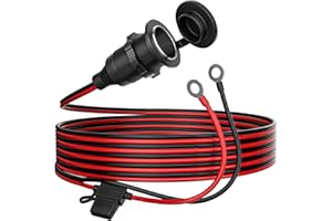 ‎RGBER RGBer® Zigarettenanzünder 12V Steckdose|Zigarettenanzünder Steckdose mit Kabel,Sicherung & Ringösen|Einbau Zigarettenanzünder Steckdose für Motorrad, Wohnmobil, Boot