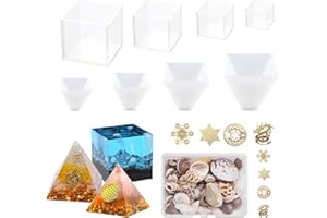 Yayatty 17 PCS Moule pour Resine Epoxy, 4 PCS Silicone Moule pour Bijoux Pyramidale et 4 PCS Moules en Silicone en Résine Cube avec Remplissage pour Artisanat, Décorations pour La Maison