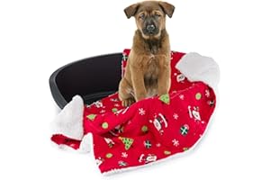 Celebright Manta de Navidad para mascotas, manta de forro polar de felpa de lujo para perros, gatos o cachorros, 72 cmx110 cm, diseño de Navidad, esponjosa y resistente, rojo Papá Noel