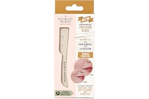 Hollywood Browzer Microplaner Razor - Precisión mejorada - Herramienta de dermaplaning de precisión microfina - Moldeo de cejas - Removedor de vello facial - Elimina el pelo de melocotón - Paja de