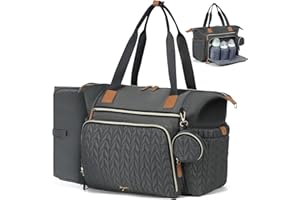 Tonyeee Wickeltasche mit Schnullertasche und Wickelunterlage, Wickelrucksack Multifunktions-Babytasche für Große Reisewindeltasche für Mama und Papa, isolierten Taschen-Dunkelgrau