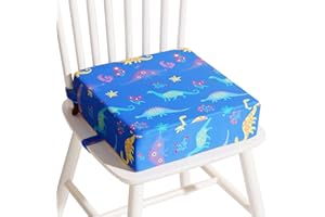 Czrrzl Rialzo Sedia Bambini Lavabile Rimovibile Portatile Cartone Animato Rialzo Sedia Bambini da Tavolo 2 Regolabile Cinghiette Antiscivolo Alzasedia Bambini Portatile per Usare Casa Viaggio(dino)