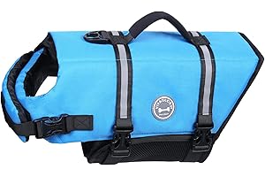 VIVAGLORY Giubbotto di Salvataggio Ripstop per Cani di Piccola, Media e Grande Taglia, Gilet da Nuoto per Cani con Maggiore Galleggiabilità e Visibilità, Blu