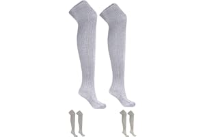 German Wear Trachtenstrümpfe EXTRA LANGE Trachtensocken Zopfmuster Baumwolle overknee Strümpfe - passend zu kurze Lederhosen - 70cm -