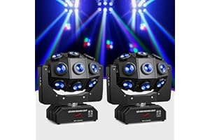 WZYBUTA 180W Cabeza Móvil RGBW 4 en 1 Luz de Foco Móvi 360° - Drehung DJ Luces DMX512 Led Strahler con tono de activación para iluminación de escenario Fiesta Disco Club Boda Beweglich Kopf Luces - 2 piezas