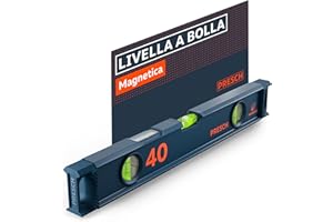 Presch Livella a bolla magnetica 40cm - Fiala infrangibile con pendenza 2% - Finestra di lettura verticale - Tappi antiscivolo innovativi - Superficie di misura precisa