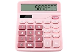 AITVSFAO Calculator, 12 Digits Desk Calculator with Big Sensitive Button, Clear Large Display Solar and Battery Calculators, Standard Function Desktop Calculators for Office Home School (Pink)