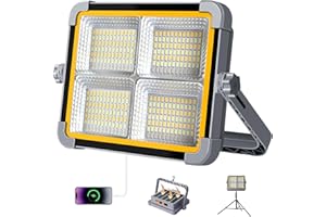 ERAY 150W Faro LED Ricaricabile 7800mAh - Portatile Faretto LED da Cantiere con Pannello Solare, 336 LED, 4 Modalità, IP66, Ideale per Emergenza, Campeggio, Riparazione, Garage
