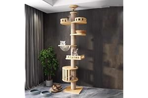 MEKIDULU Podnośnik sufitowy, wysokie drzewko do drapaka, kapsuła kosmiczna, hamak dla kotów, w pełni owinięty liną sizalową, kapsuła kosmiczna, klatka dla kota (240~280 cm, T03), wysokość do sufitu,