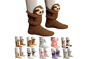 Générique Chaussettes Rigolotes Femme,Fantaisie Animal Socks,Chaussettes Antidérapantes Femme Hiver,Chaussette de Sol Pour Ménage Noel,Chaussette 3D Animaux Crochetées Animaux Tendance,Décontractées